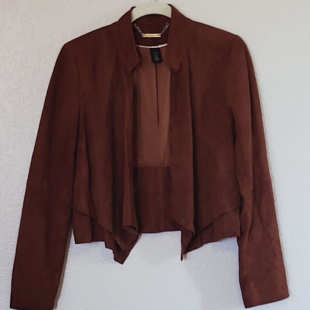 White House Black Market Brown Women's Suede Leather Jacket Size XS